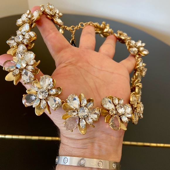 NWT luxe party authentic classic J. Crew flower bomb crystal statement necklace - Picture 15 of 17
